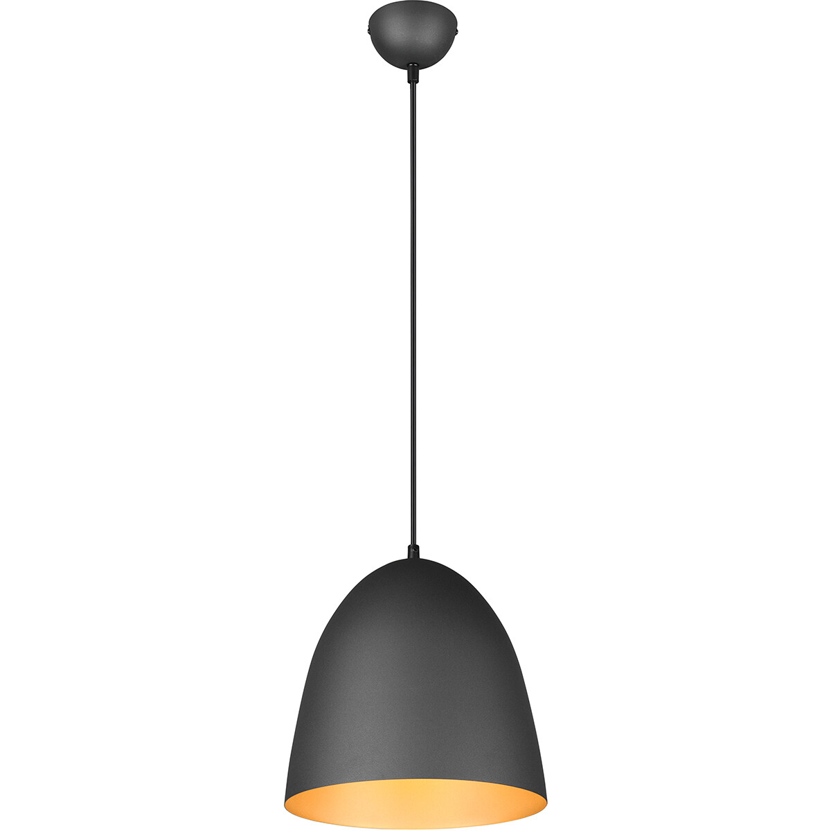 LED Hanglamp Hangverlichting Trion Lopez E27 Fitting 1-lichts Rond Mat Zwart-Goud Aluminium