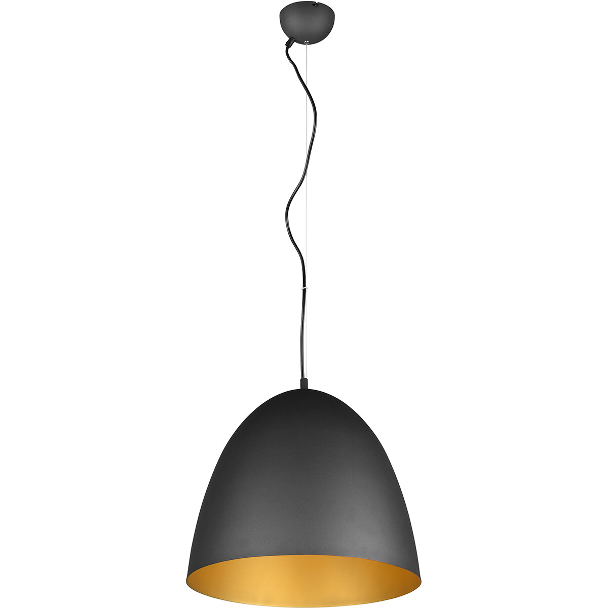 LED Hanglamp Hangverlichting Trion Lopez XL E27 Fitting 1-lichts Rond Mat Zwart-Goud Aluminium