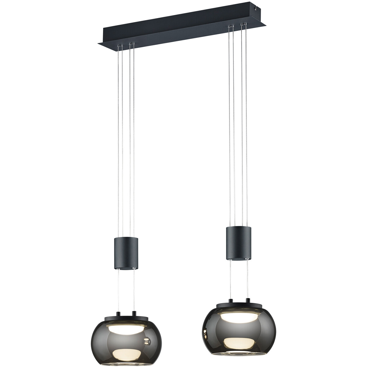 LED Hanglamp Hangverlichting Trion Maliba 16W 2-lichts Warm Wit 3000K Dimbaar Rechthoek Mat Zwart Al