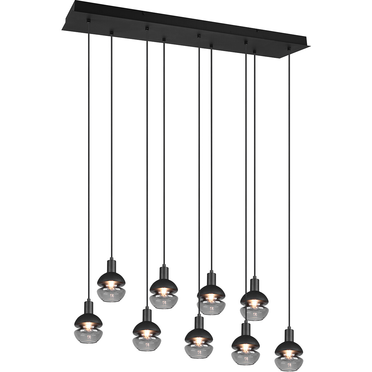 LED Hanglamp Hangverlichting Trion Merda E14 Fitting 9-lichts Rechthoek Mat Zwart Aluminium