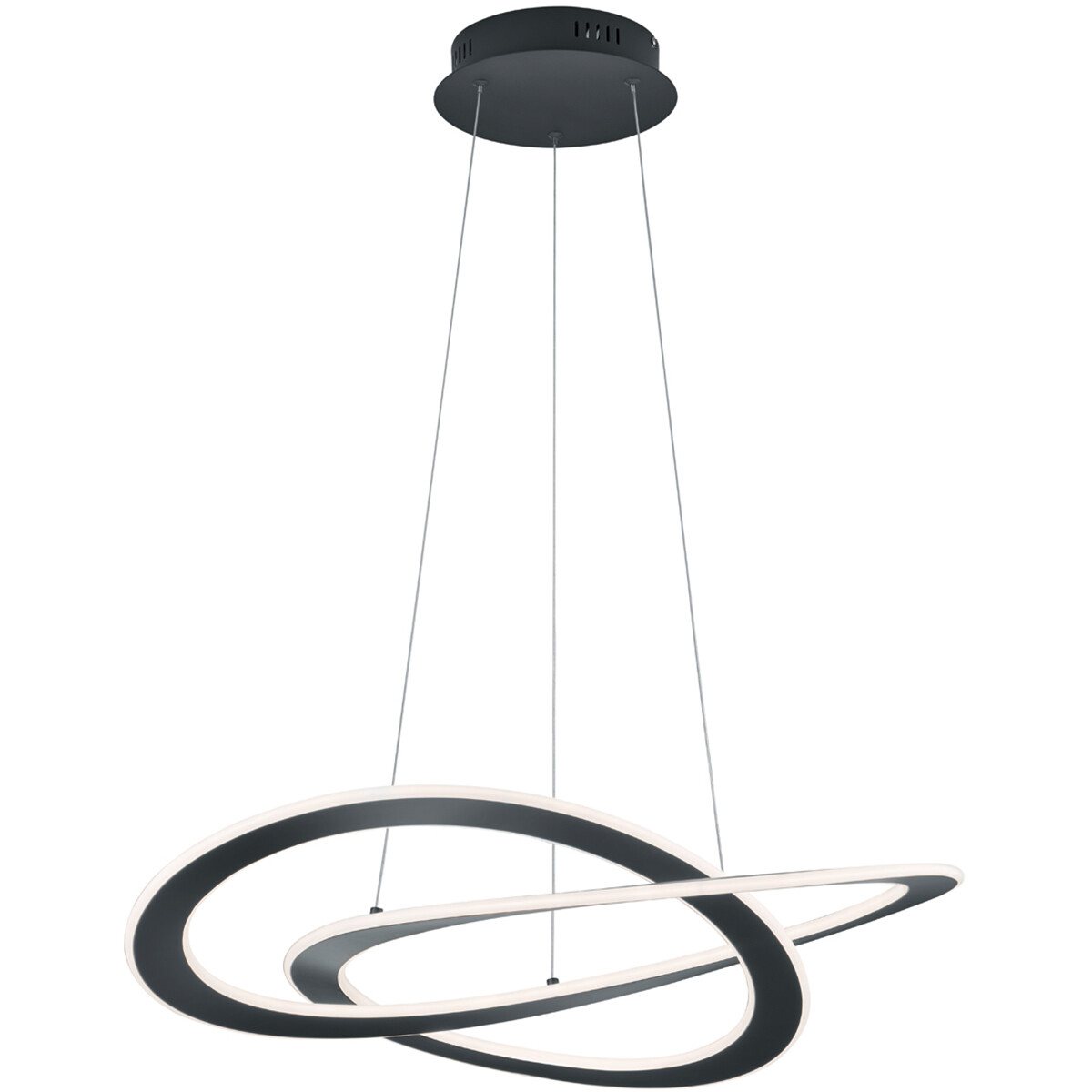 LED Hanglamp - Hangverlichting - Trion Oaky - 52W - Warm Wit 3000K - Dimbaar - Rond - Mat Antraciet 