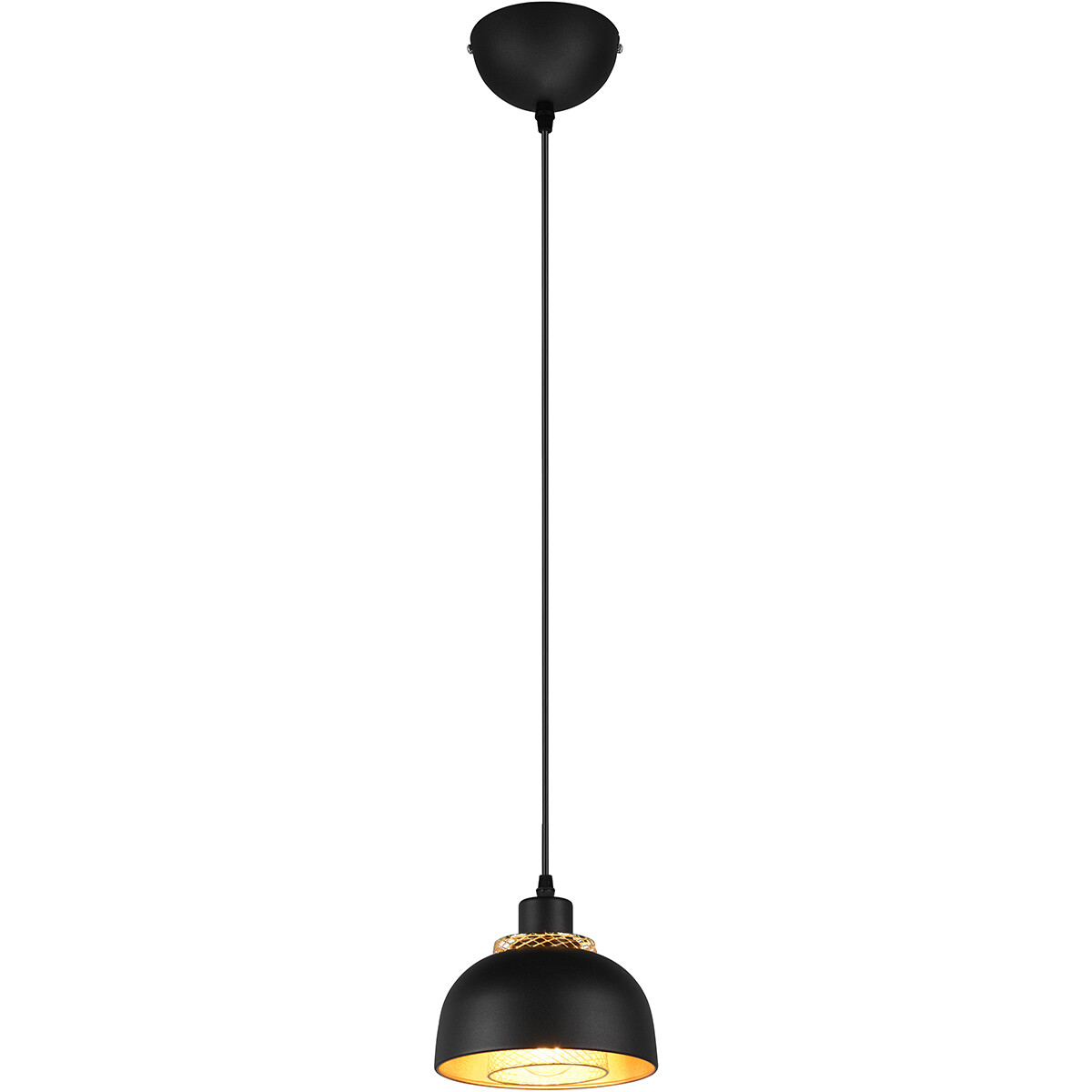 LED Hanglamp Hangverlichting Trion Palmo E27 Fitting 1-lichts Rond Mat Zwart Aluminium
