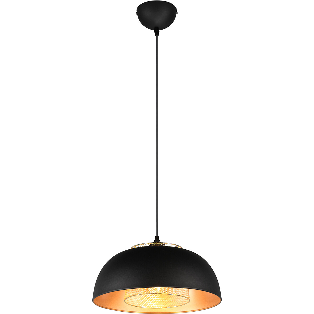 LED Hanglamp Hangverlichting Trion Palmo XL E27 Fitting 1-lichts Rond Mat Zwart Aluminium