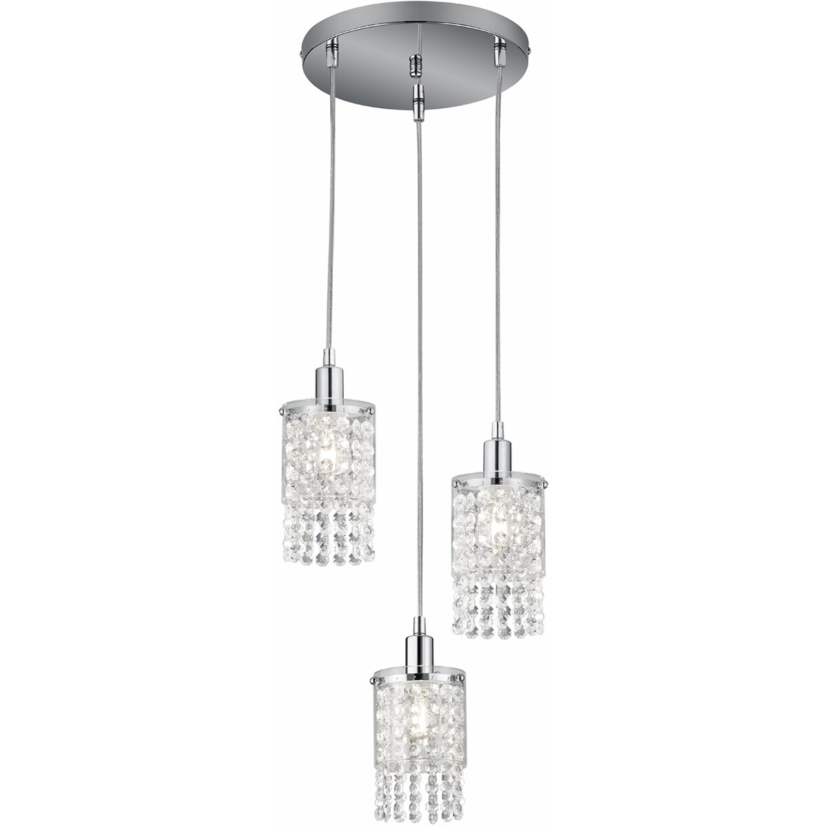 LED Hanglamp Hangverlichting Trion Pocino E14 Fitting 3-lichts Rond Mat Chroom Aluminium
