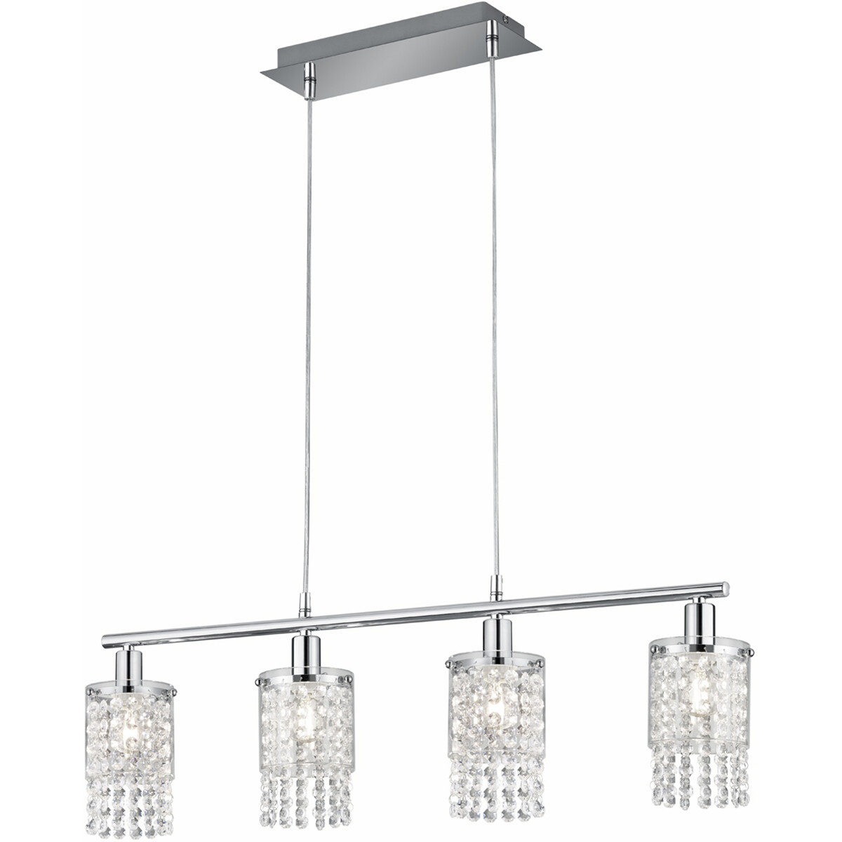 LED Hanglamp Hangverlichting Trion Pocino E14 Fitting 4-lichts Rechthoek Mat Chroom Aluminium