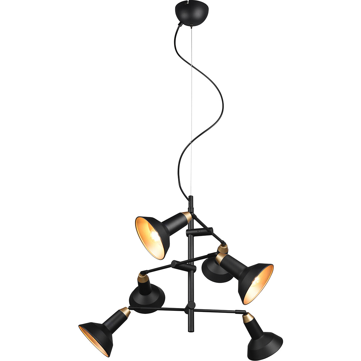 LED Hanglamp Hangverlichting Trion Rollo E14 Fitting 6-lichts Rond Mat Zwart Aluminium