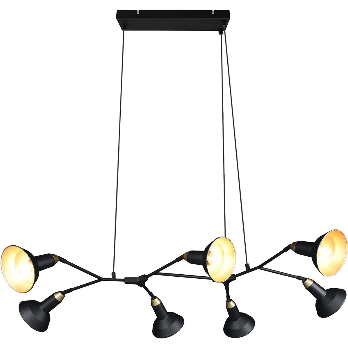 LED Hanglamp - Hangverlichting - Trion Rollo - E14 Fitting - 7-lichts - Rond - Mat Zwart - Aluminium