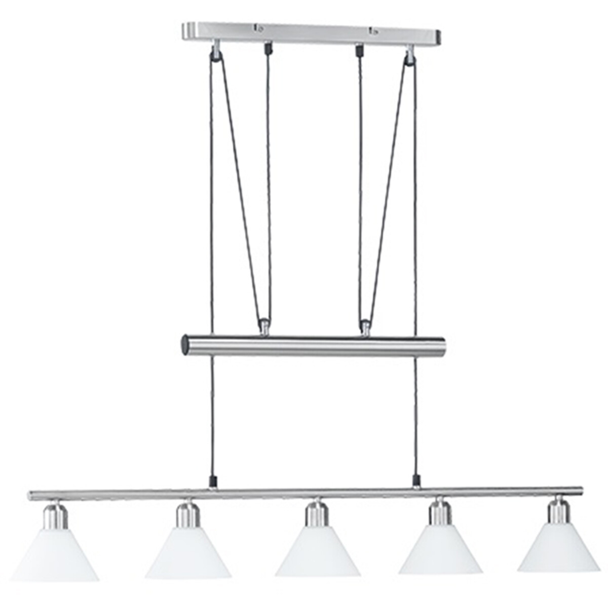 LED Hanglamp Hangverlichting Trion Stomun E14 Fitting 5-lichts Rechthoek Mat Nikkel Aluminium