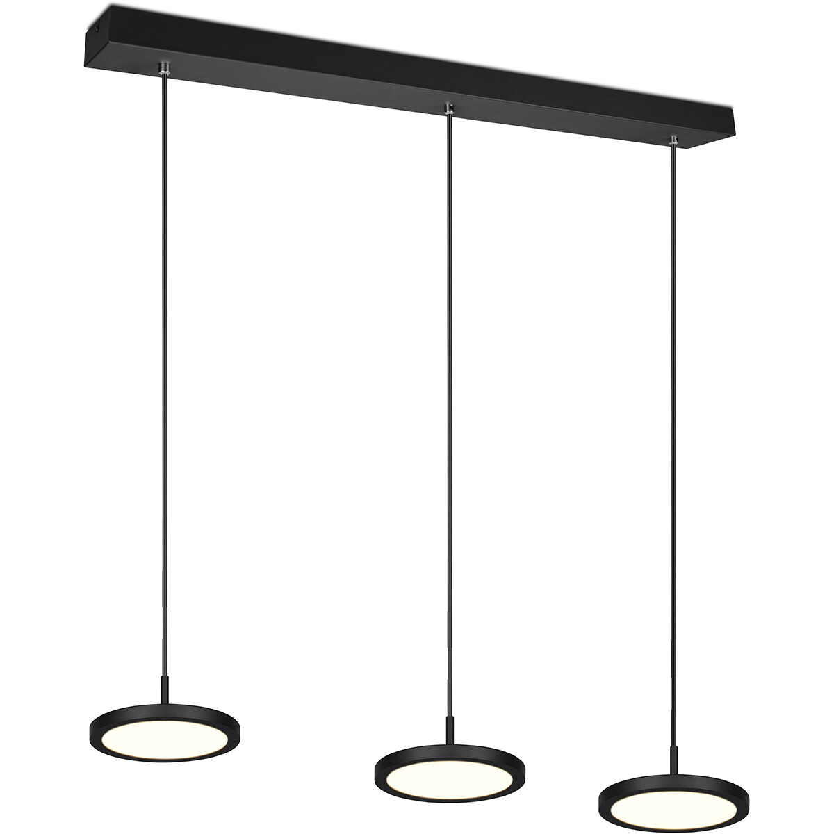 LED Hanglamp Hangverlichting Trion Trula 30W 3-lichts Warm Wit 3000K Dimbaar Rechthoek Mat Zwart Alu