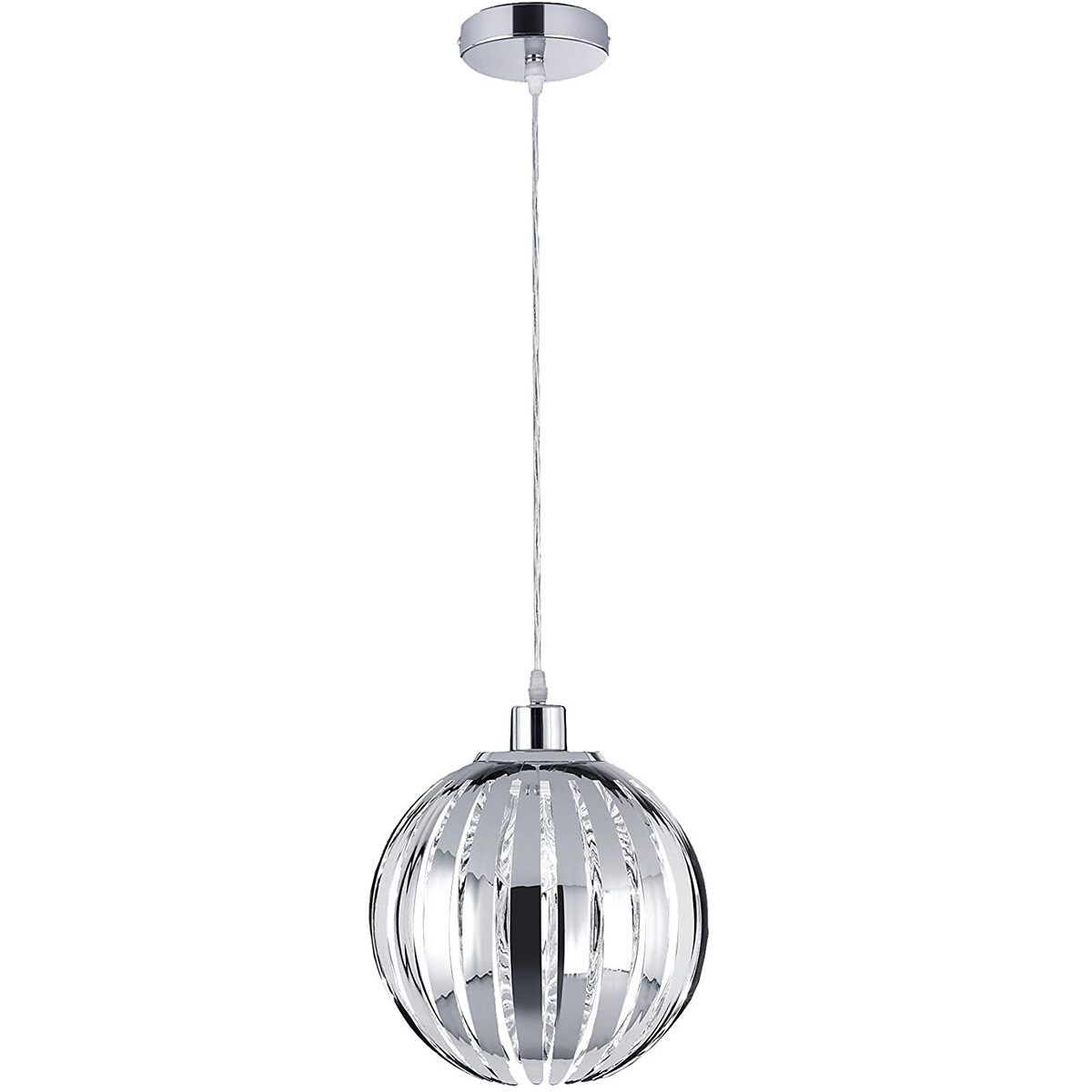 LED Hanglamp - Hangverlichting - Trion Zuka - E27 Fitting - Rond - Glans Chroom - Aluminium product afbeelding