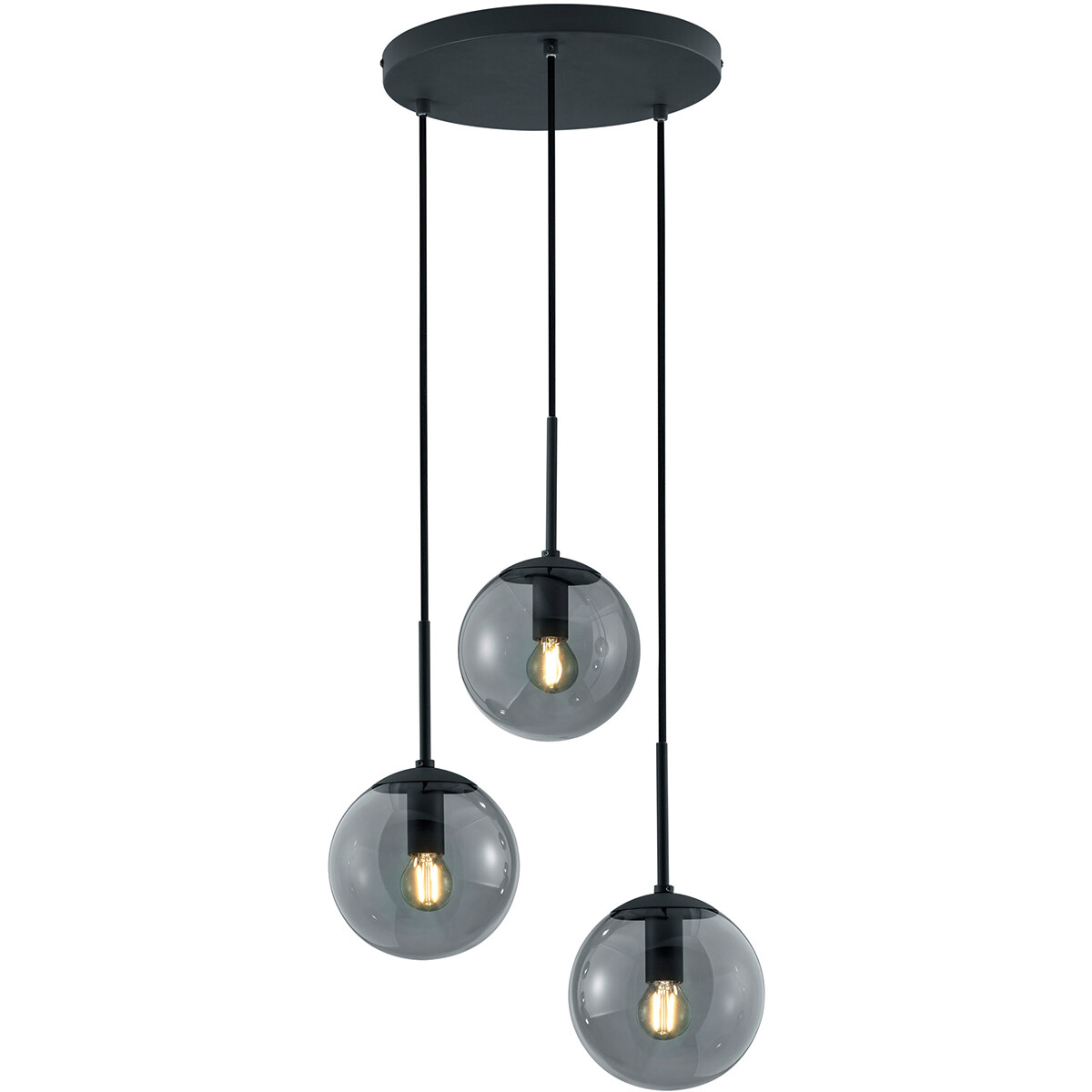 LED Hanglamp Trion Balina E14 Fitting 3-lichts Rond Mat Zwart Aluminium