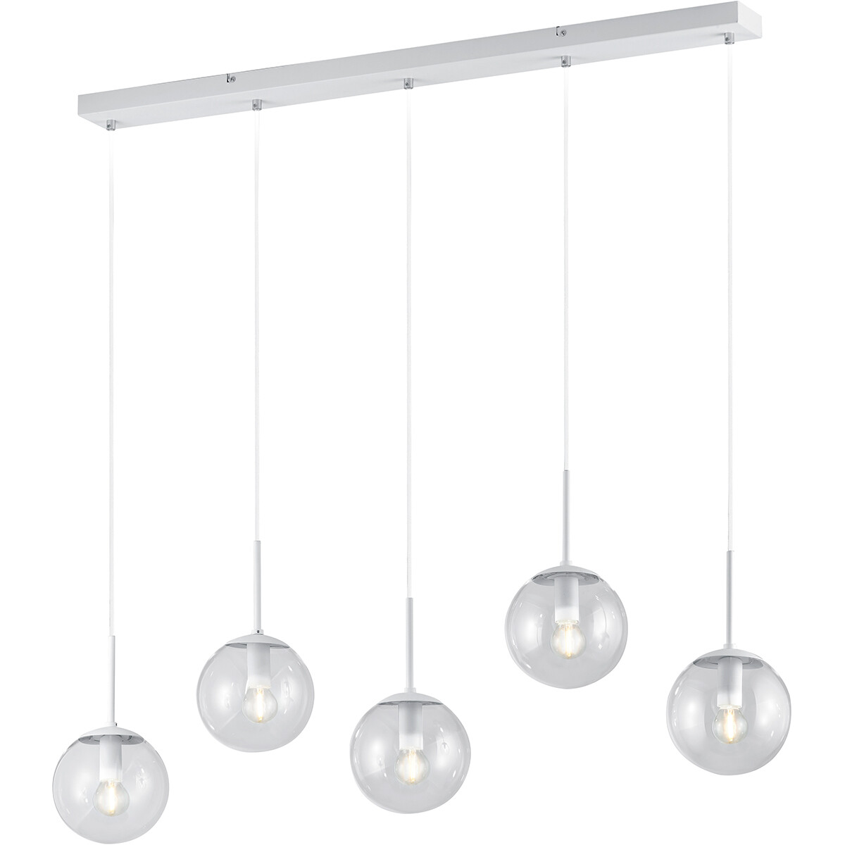 LED Hanglamp - Trion Balina - E14 Fitting - 5-lichts - Rechthoek - Mat Wit - Aluminium