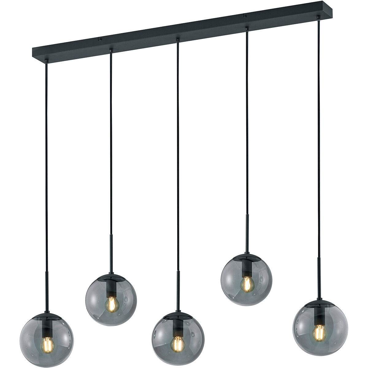 LED Hanglamp Trion Balina E14 Fitting 5-lichts Rechthoek Mat Zwart Aluminium