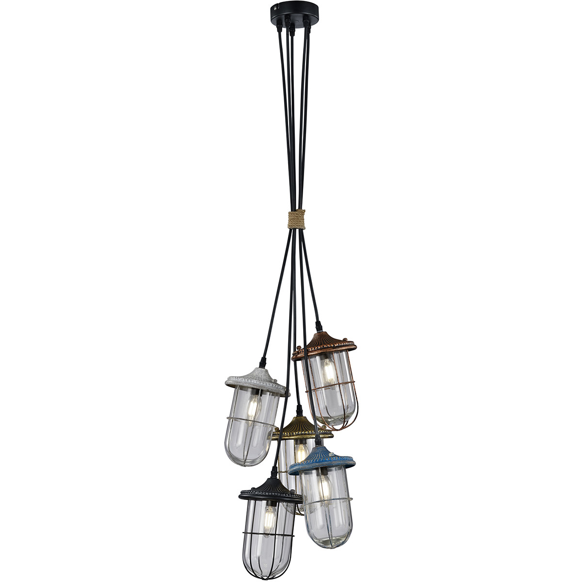LED Hanglamp - Trion Brinity - E14 Fitting - 5-lichts - Rond - Meerkleurig - Aluminium