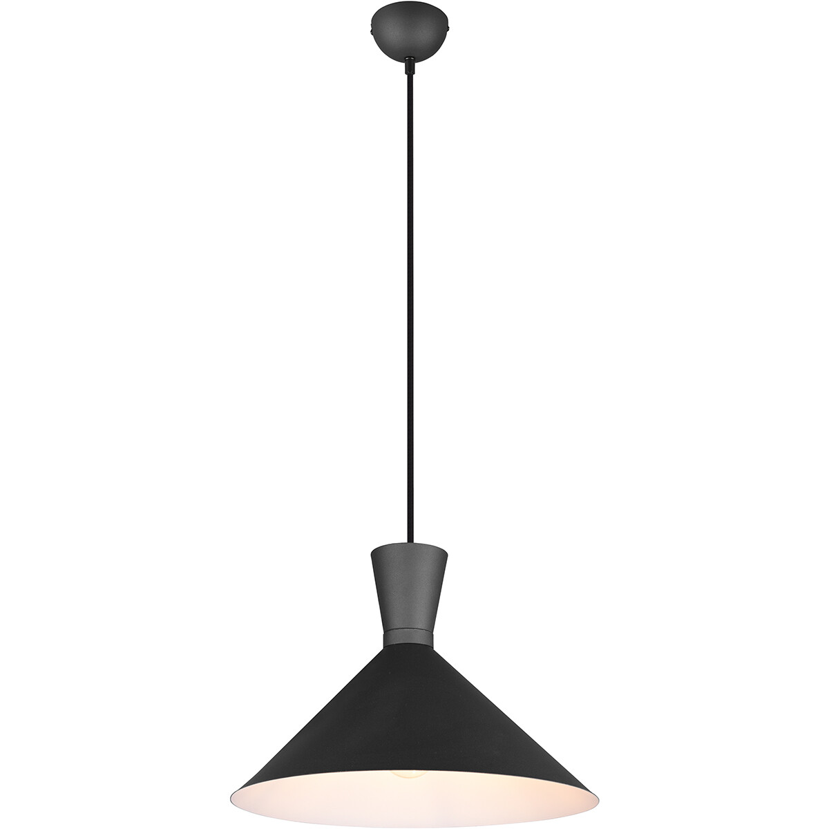 LED Hanglamp Trion Ewomi E27 Fitting 1-lichts Rond Mat Zwart Aluminium Ø35cm