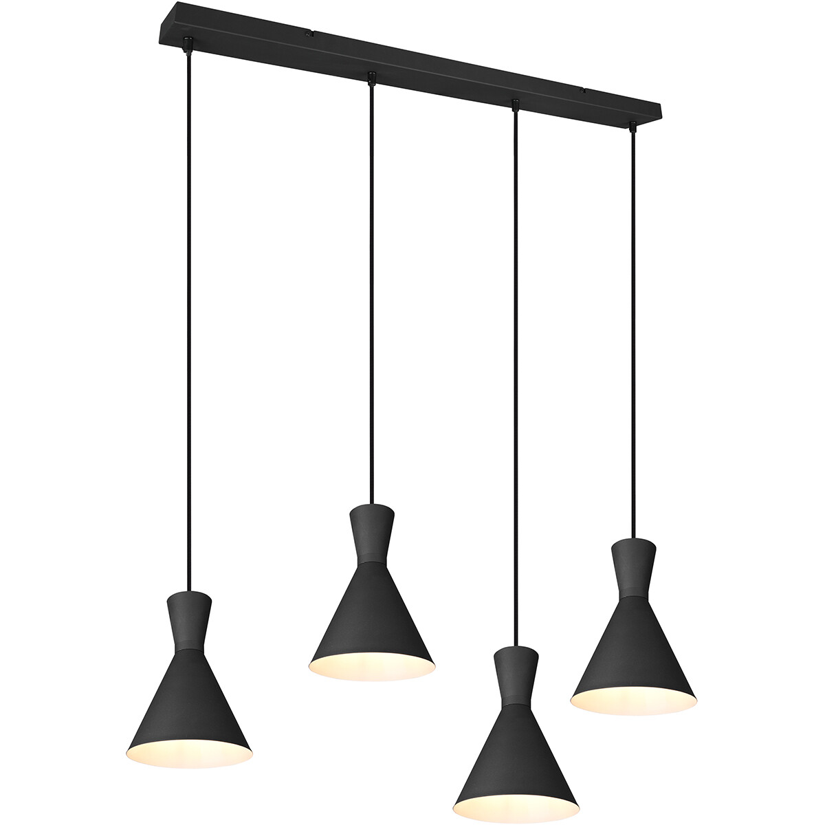 LED Hanglamp - Trion Ewomi - E27 Fitting - 4-lichts - Rechthoek - Mat Zwart - Aluminium product afbeelding