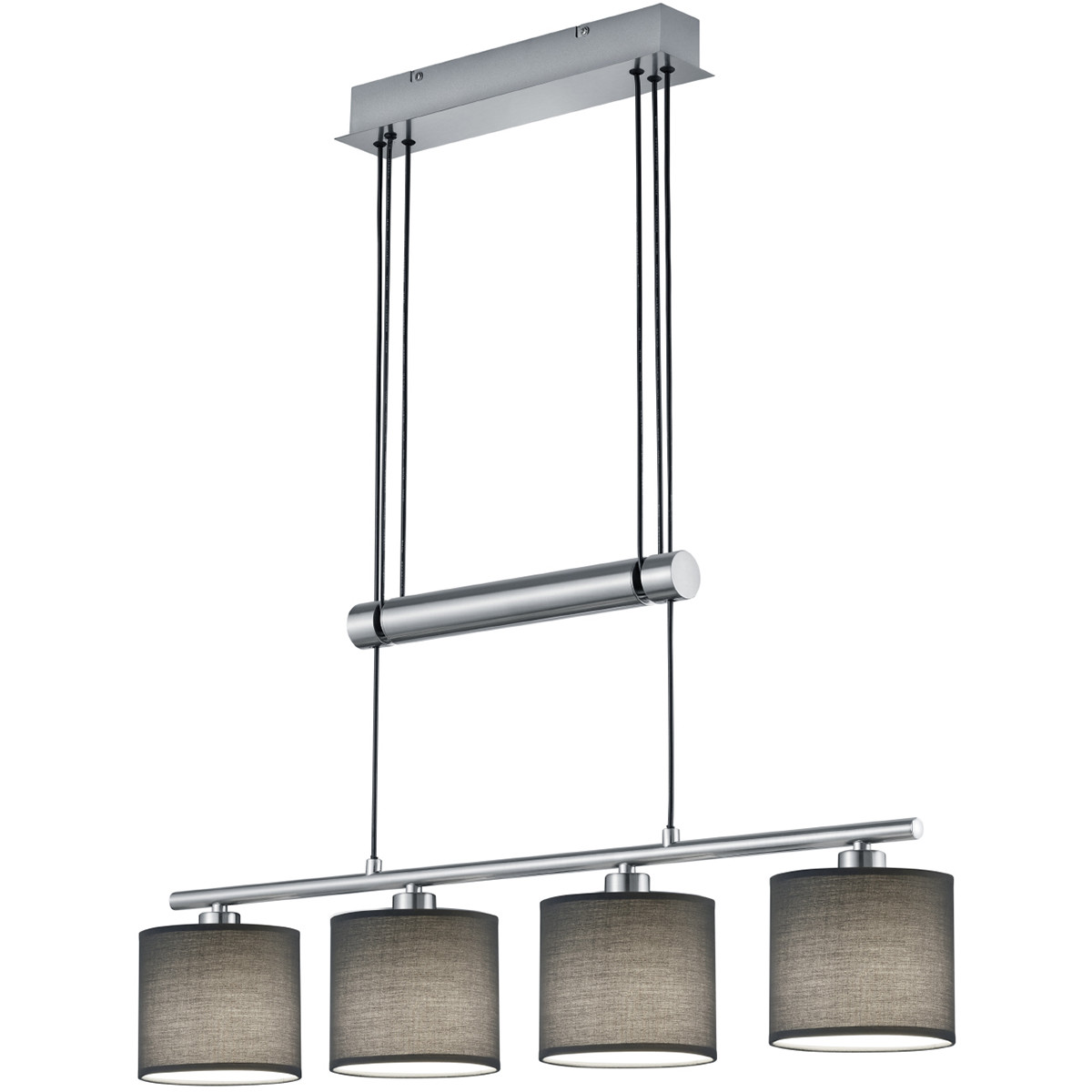 LED Hanglamp Trion Gorino E14 Fitting 4-lichts Rechthoek Mat Grijs Aluminium