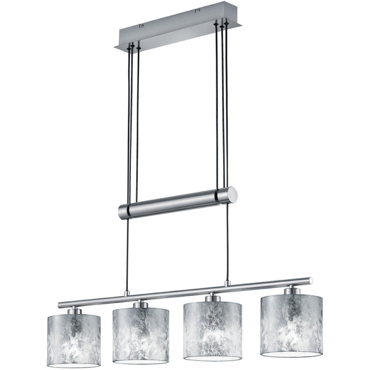 LED Hanglamp Trion Gorino E14 Fitting 4-lichts Rechthoek Mat Zilver Aluminium