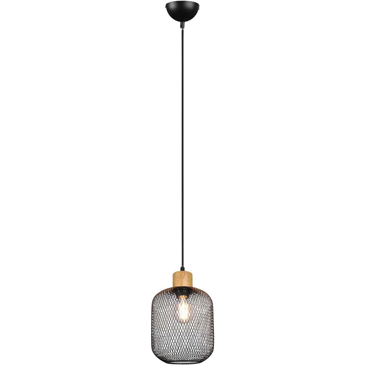 LED Hanglamp Trion Kalim E27 Fitting 1-lichts Rond Mat Zwart Aluminium