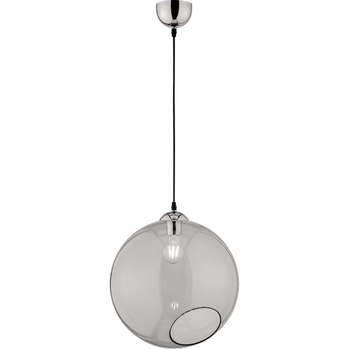 LED Hanglamp - Trion Klino XL - E27 Fitting - 1-lichts - Rond - Mat Chroom Rookkleur - Aluminium