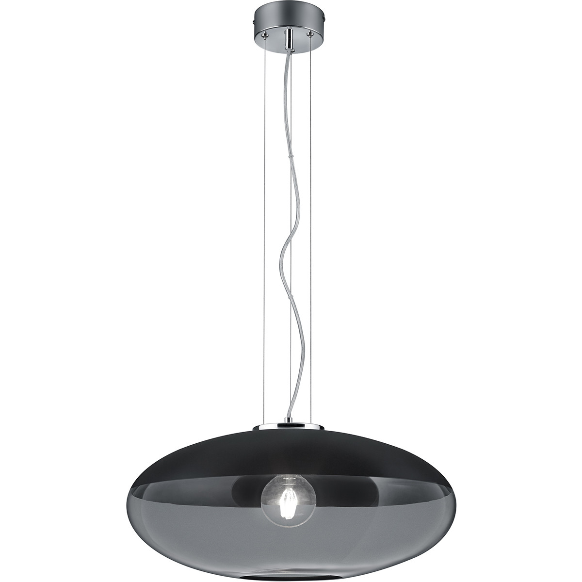 LED Hanglamp - Trion Portony XL - E27 Fitting - Rond - Mat Chroom/Zwart - Aluminium product afbeelding