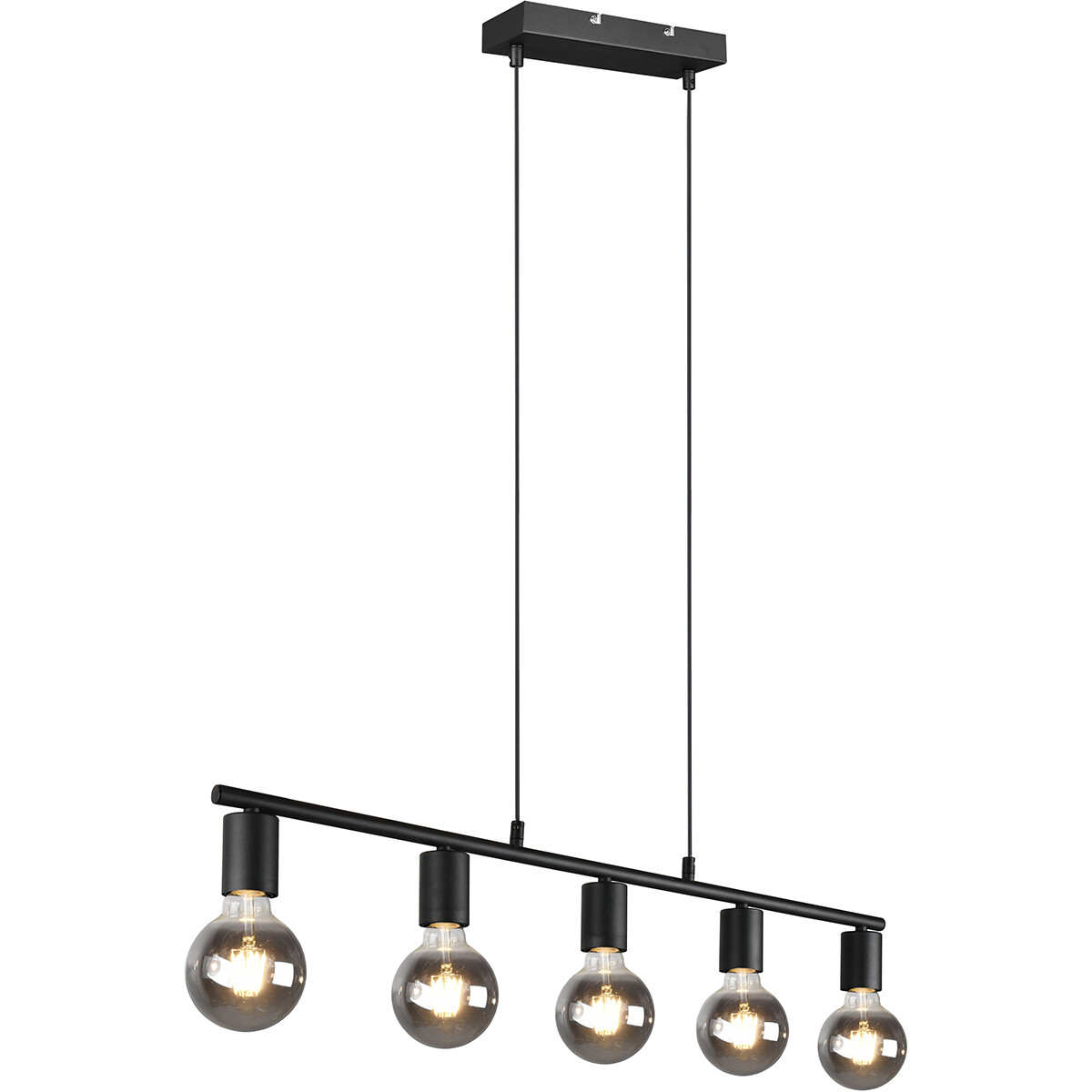 LED Hanglamp - Trion Zuncka - E27 Fitting - 5-lichts - Rechthoek - Mat Zwart - Aluminium