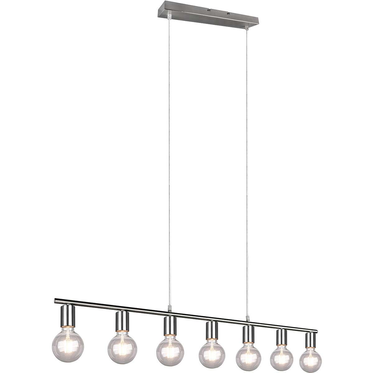 LED Hanglamp - Trion Zuncka - E27 Fitting - 7-lichts - Rechthoek - Mat Nikkel - Aluminium product afbeelding