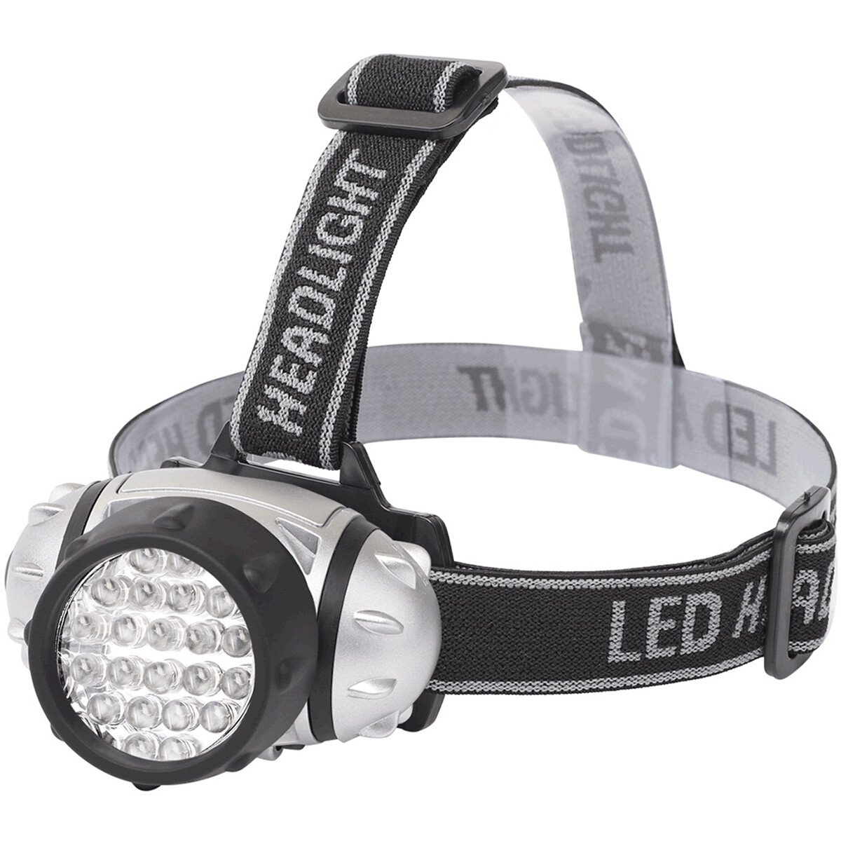 LED Hoofdlamp Aigi Slico Waterdicht 40 Meter Kantelbaar 19 LED's 1.1W Zilver | Vervangt 9W