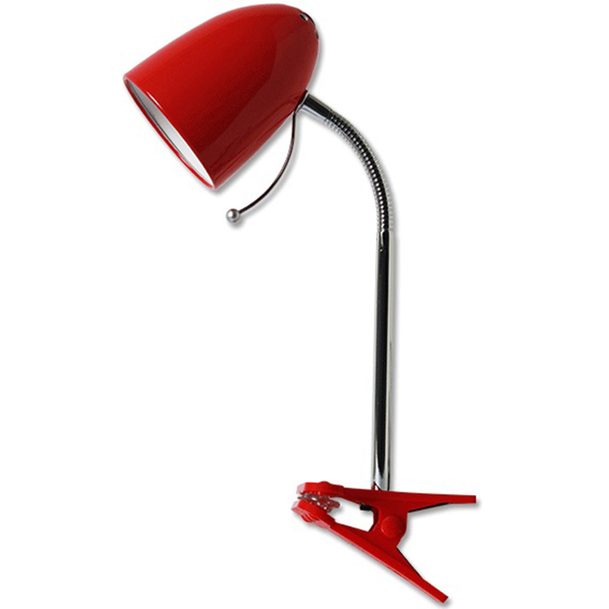 LED Klemlamp Aigi Wony E27 Fitting Flexibele Arm Rond Glans Rood