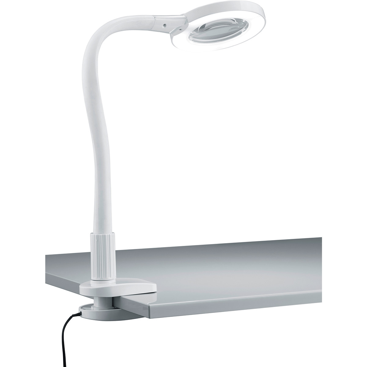LED Klemlamp - Trion Lumpa - 5W - Warm Wit 3500K - Vergrootglas - Glans Wit - Kunststof