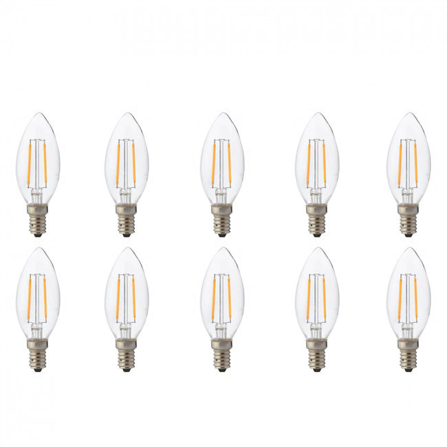 LED Lamp 10 Pack Kaarslamp Filament E14 Fitting 4W Warm Wit 2700K