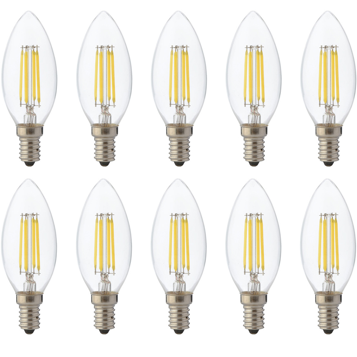 LED Lamp 10 Pack - Kaarslamp - Filament - E14 Fitting - 6W Dimbaar - Warm Wit 2700K product afbeelding
