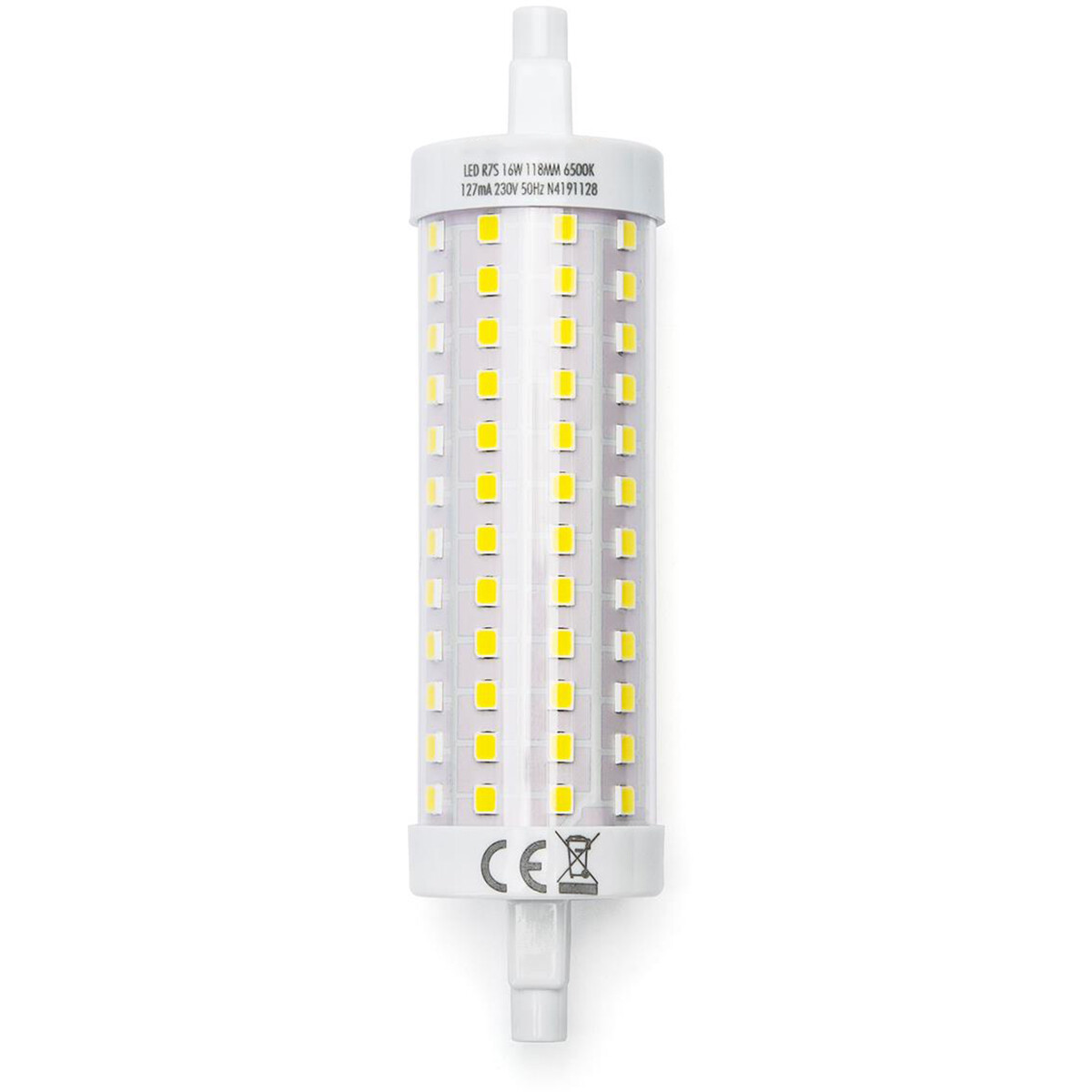 LED Lamp Aigi Trunka R7S Fitting 16W Helder-Koud Wit 6500K Geel Glas