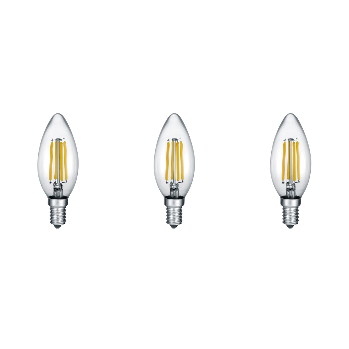 LED Lamp - Filament - Trion Kamino - Set 3 Stuks - E14 Fitting - 2W - Warm Wit-2700K - Transparant H