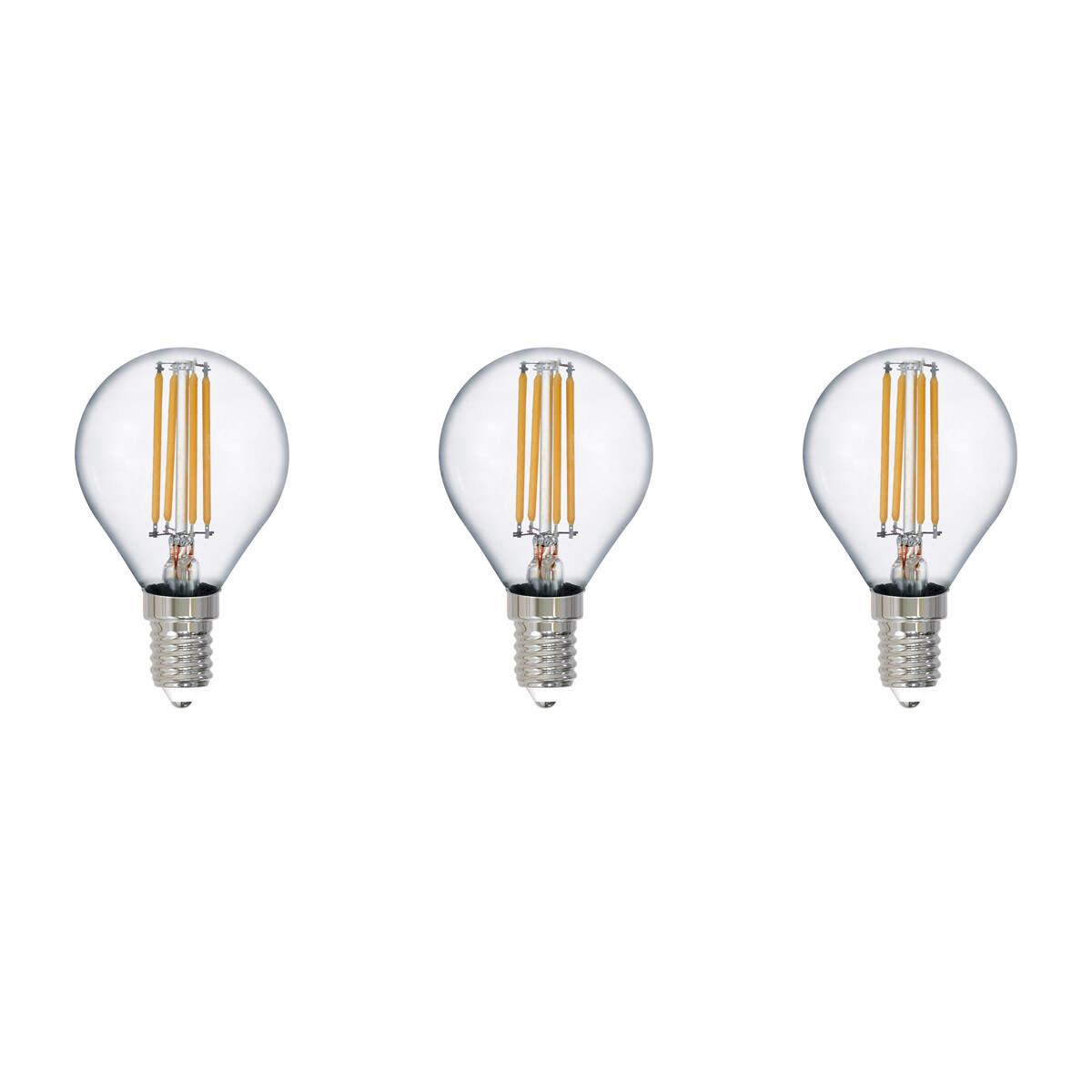 LED Lamp - Filament - Trion Tropin - Set 3 Stuks - E14 Fitting - 2W - Warm Wit-2700K - Transparant H