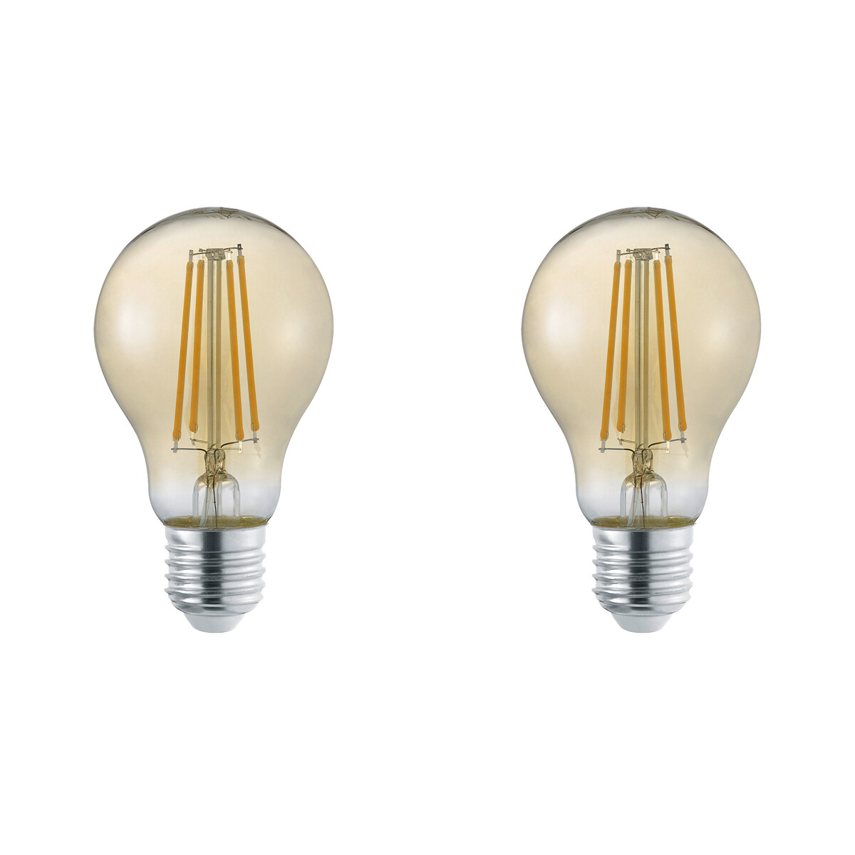 LED Lamp Trion Lamba Set 2 Stuks E27 Fitting 4W Warm Wit 3000K Amber Glas