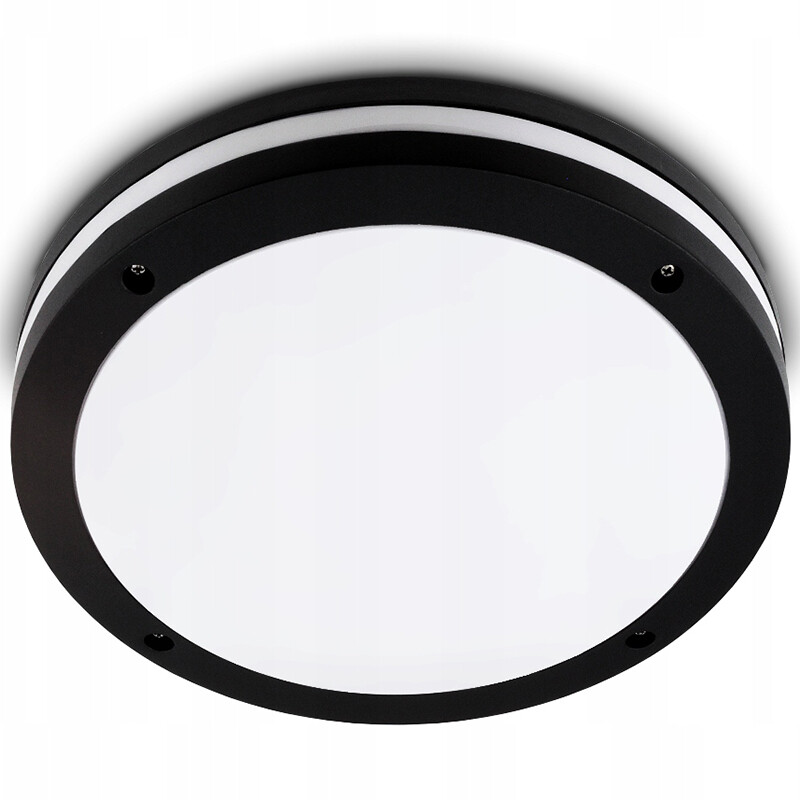 LED Plafondlamp - Badkamerlamp - Prixa Pauly - Opbouw - Rond - E27 Fitting - Spatwaterdicht IP44 - Mat Zwart - Kunststof product afbeelding