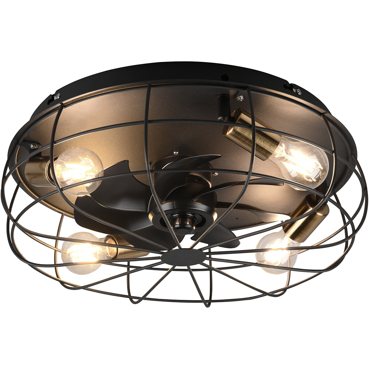 LED Plafondlamp met Ventilator Plafondventilator Trion Turbind E27 Fitting Afstandsbediening Rond Ma