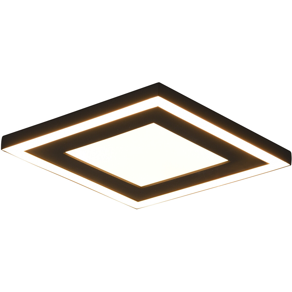 LED Plafondlamp Plafondverlichting Trion Coman 17W Warm Wit 3000K Vierkant Mat Zwart Kunststof