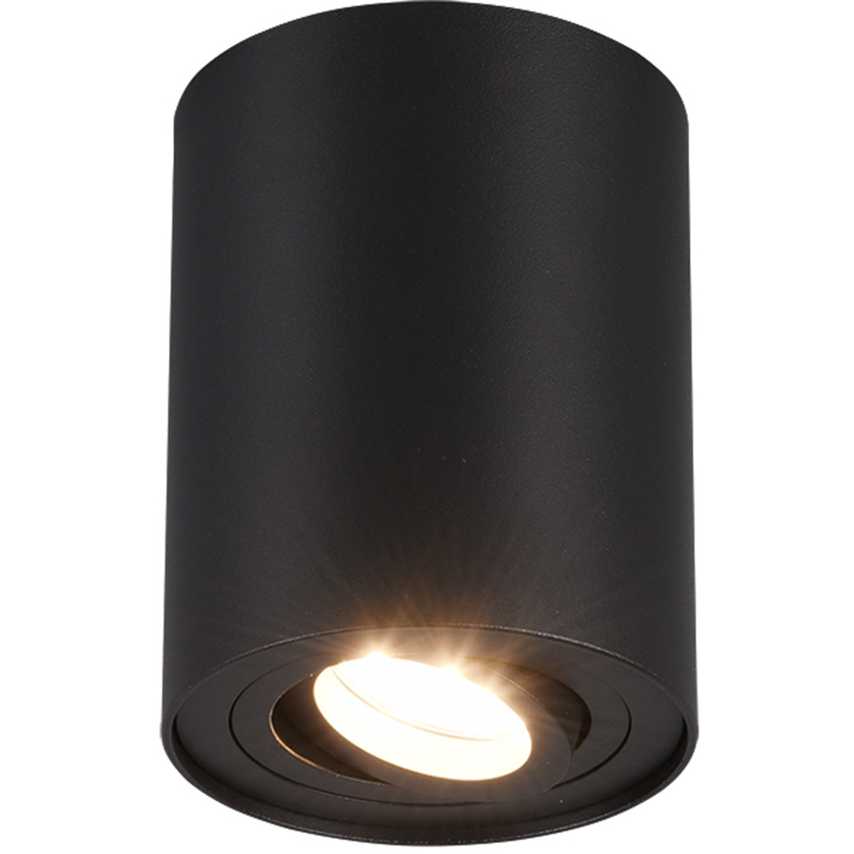 LED Plafondlamp Plafondverlichting Trion Cosmin GU10 Fitting 1-lichts Rond Mat Zwart Aluminium