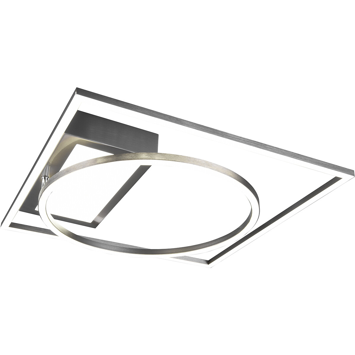 LED Plafondlamp Plafondverlichting Trion Dowino 33W Aanpasbare Kleur Vierkant Mat Nikkel Aluminium