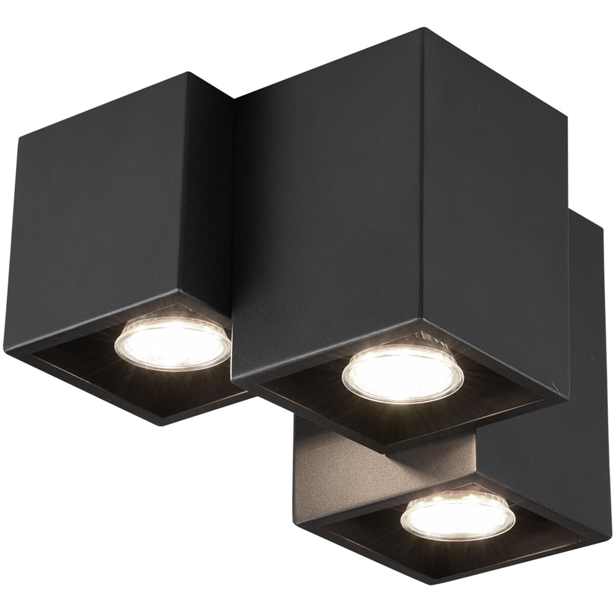 LED Plafondlamp - Plafondverlichting - Trion Ferry - GU10 Fitting - 3-lichts - Rechthoek - Mat Zwart