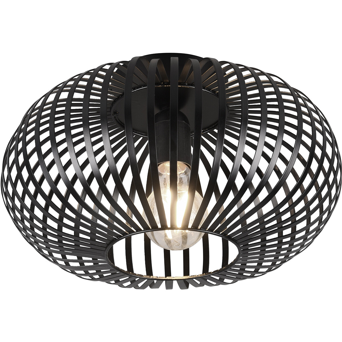 LED Plafondlamp - Plafondverlichting - Trion Johy - E27 Fitting - Rond - Industrieel - Mat Zwart - A