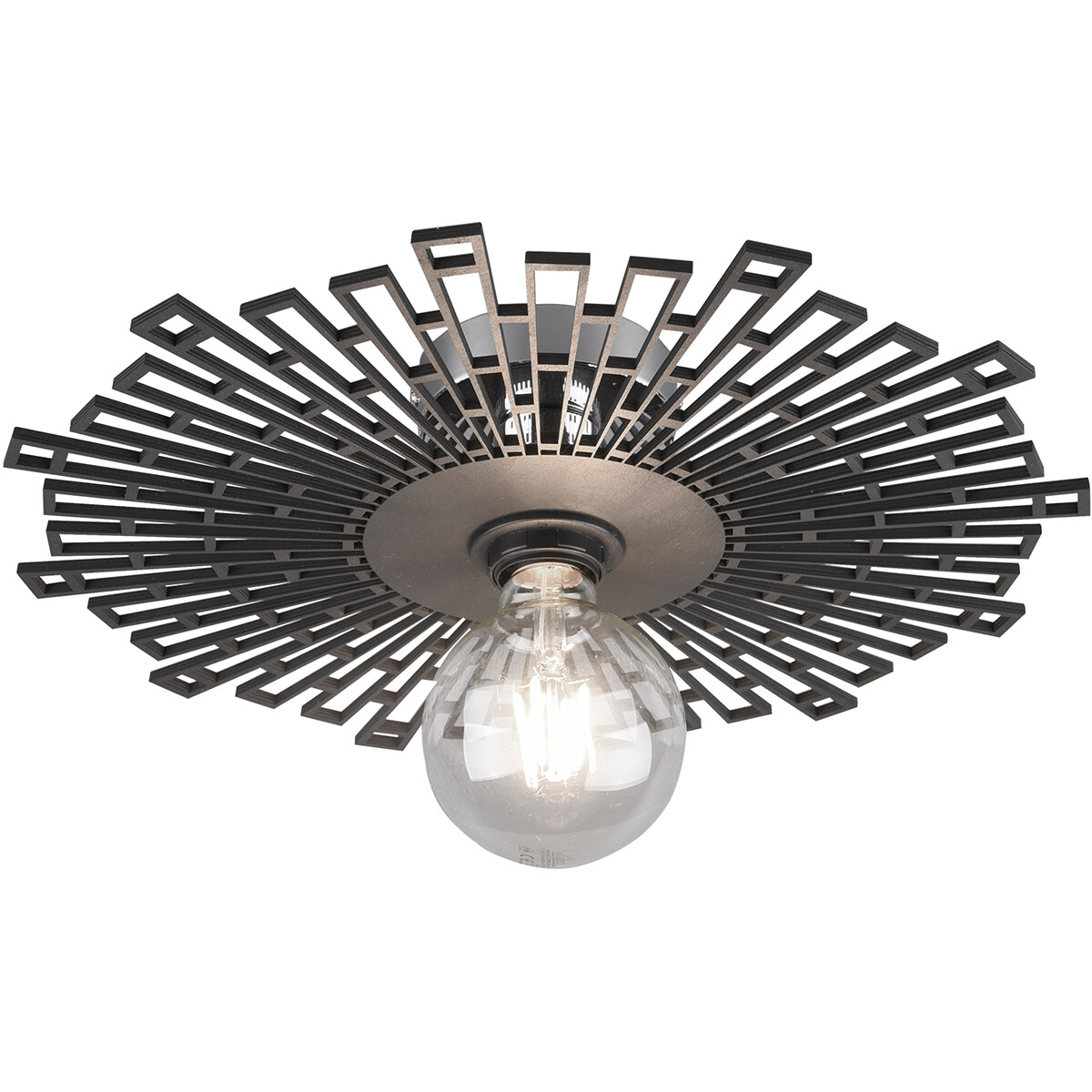 LED Plafondlamp - Plafondverlichting - Trion Mila - E27 Fitting - Rond - Mat Zwart - Aluminium