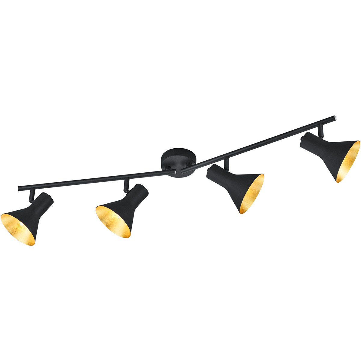 LED Plafondspot - Trion Nana - E14 Fitting - 4-lichts - Verstelbaar - Rond - Mat Zwart - Aluminium