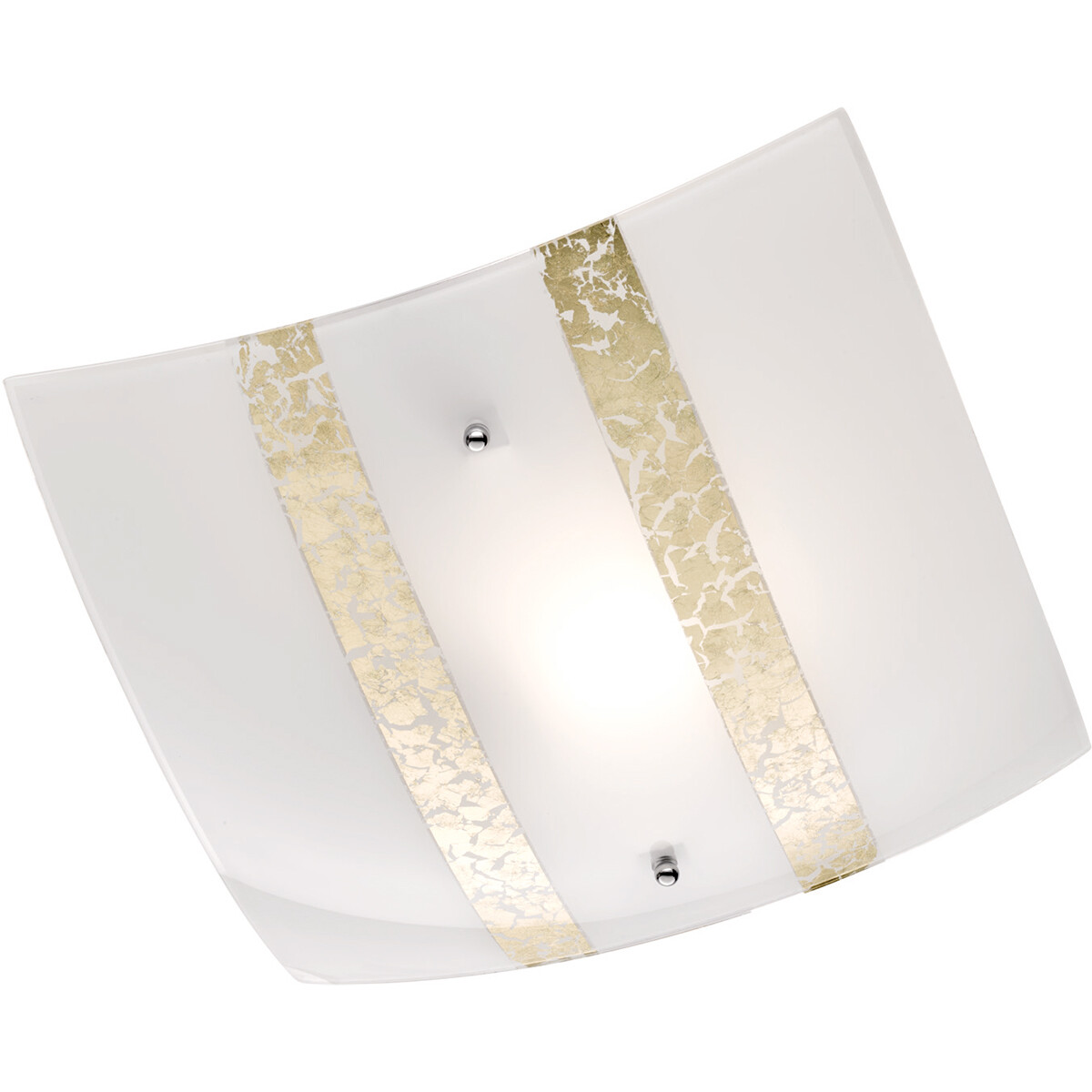LED Plafondlamp Plafondverlichting Trion Niki E27 Fitting 1-lichts Vierkant Mat Goud Glas