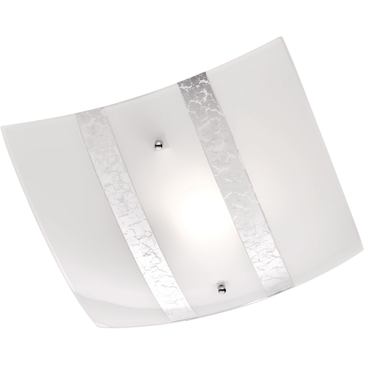 LED Plafondlamp Plafondverlichting Trion Niki E27 Fitting 1-lichts Vierkant Mat Zilver Glas