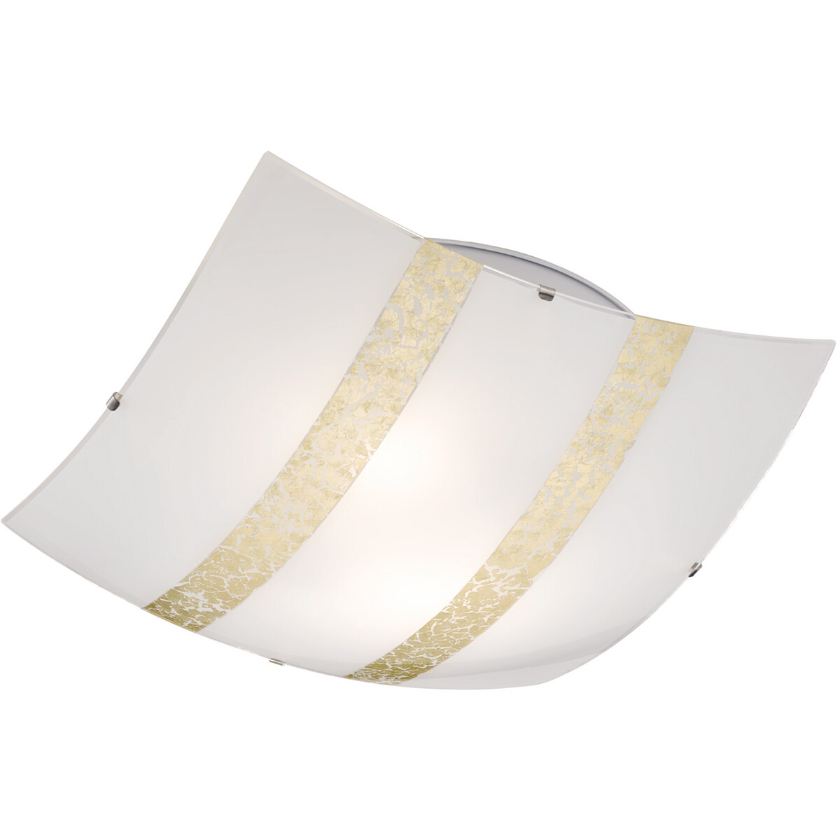 LED Plafondlamp Plafondverlichting Trion Niki E27 Fitting 2-lichts Vierkant Mat Goud Glas