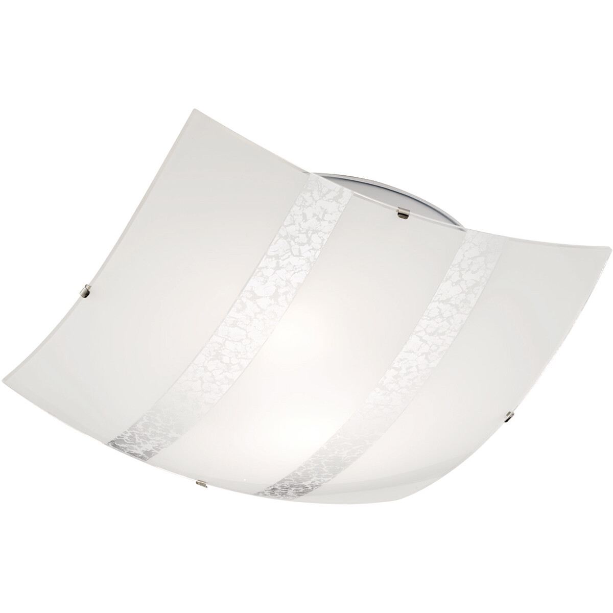 LED Plafondlamp Plafondverlichting Trion Niki E27 Fitting 2-lichts Vierkant Mat Zilver Glas