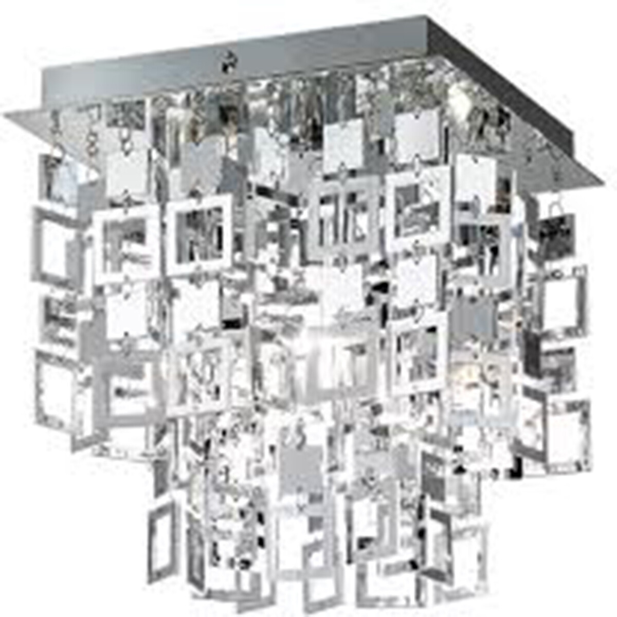 LED Plafondlamp Plafondverlichting Trion Quson E27 Fitting 1-lichts Vierkant Mat Chroom Aluminium